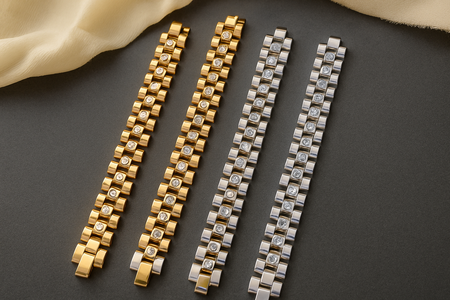 Generated luxury chain bracelets with diamond accents